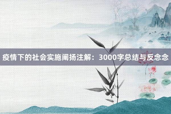 疫情下的社会实施阐扬注解：3000字总结与反念念